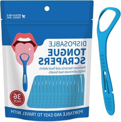 Tongreiniger Set - Mondhygiëne Hulpmiddel - Frisse Adem - Antislip Grip - 36 Stuks - Blauw
