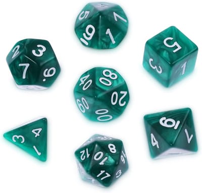 Thijox - 7 Stuks DND Dobbelstenen Set - Paarse Nevel Polyhedral Dobbelstenen voor Dungeons en Dragons, RPG Rollenspel, D20 D12 D10 D8 D6 D4 - Donkergr