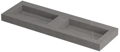 Ink Pitch dubbele meubelwastafel 140x45cm keramische slab - zonder kraangaten - Armani grey
