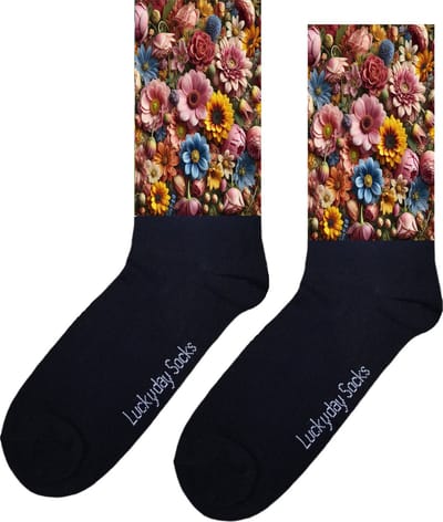 Bloemen - Opkikkertje - Bloementuin - Grappige sokken - Valentijn cadeau - Verjaardag cadeau - Kerst cadeau - Grappige sokken - Leuke sokken - Vrolijke sokken - Kerst sokken - Vaderdag - Moederdag - Socks maken Happy - 37-44
