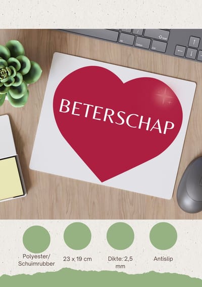 Akyol - beterschap hartje Muismat - Beterschap - iemand die ziek is of iets gebroken heeft - ziek - koorts - snel beter worden - cadeau - beterschap cadeau - kado - gift - geschenk - 23 bij 19 cm