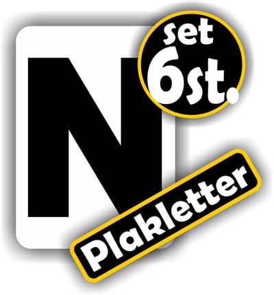 Jerma - Plakletters - N - Sticker Set – 6 stuks - Vinyl - 5x7cm - Zwart - Voor Binnen en Buiten