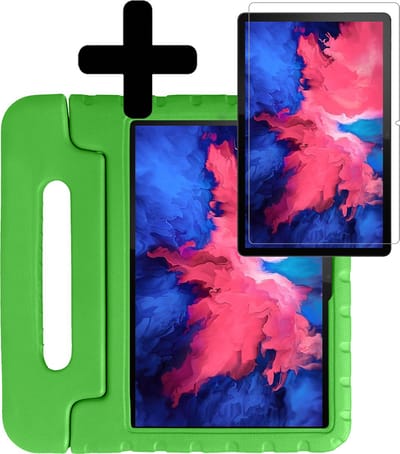 Hoes - Geschikt voor Lenovo Tab P11 - Met Screenprotector - Kinderhoes Shockproof Bumper - Kidsproof Case - Tablet Hoesje - Kinder Hoesje Cover - Groen