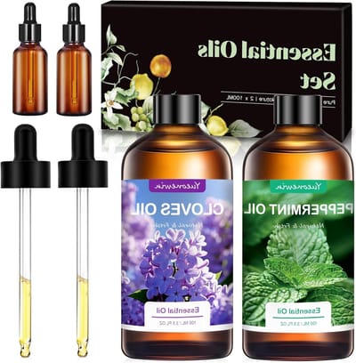 Etherische oliënset voor aromatherapie, 100 ml pepermuntolie en kruidnagelolie, geuroliën voor diffuser, kaarsen maken en wellness cadeaus voor vrouwen, ideaal voor Kerstmis