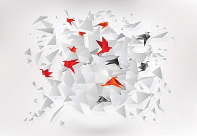 Fotobehang Explosion Abstract Birds | XL - 208cm x 146cm | 130g/m2 Vlies