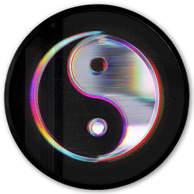 Poster in lijst Rond - Fotolijst 40x40 cm - Posters - Yin-Yang - Cirkel - Regenboog - Ronde posterlijst zwart - Decoratie - Wanddecoratie woonkamer - Muurdecoratie slaapkamer
