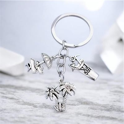 Sleutelhanger Palmboom ( ligbedden- parasol / Cocktail ) 7 x 3 cm