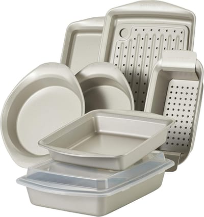Bakvormen Set - Bakblikken Set - Cakes en Brood - Antiaanbaklaag - 10 Delig - Zilver