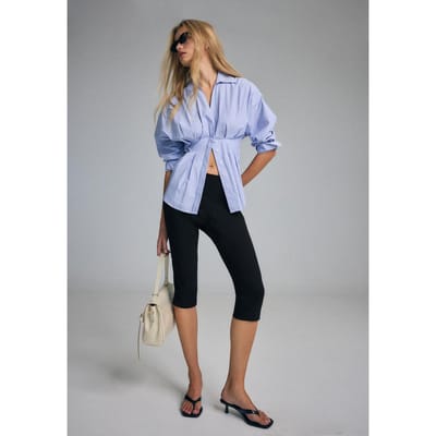 Stradivarius Popeline blouse met plooien  Hemelsblauw XS