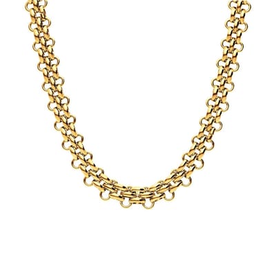 Lucardi Dames Stalen goldplated ketting voor dames - Ketting - Staal - Goudkleurig - 47 cm