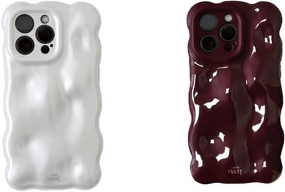 xoxo Wildhearts telefoonhoesjes Bubbly Case White + Bubbly Case Burgundy – hoesjes met bubbeltjes en krullend design – schokbestendig en opvallend – geschikt voor iPhone 13 Pro Max