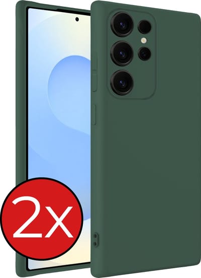 Hoesje - 2 Stuks - Geschikt voor Samsung Galaxy S25 Ultra - Sterk & Shockproof - Telefoonhoes - Back Cover - Case Siliconen - Telefoon Hoes - Donkergroen