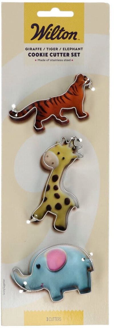 Wilton Koekjes Uitsteker - Giraf, Tijger, Olifant - Set/3, Uitsteekvormpjes, Koekjes Vorm