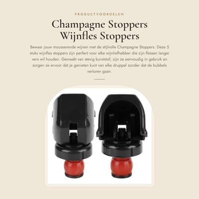 Dailygoods- Champagnestoppers 5 Stuks - Wijnstopper Vacuum - Flessenstop - Wijnstopper Grappig - Wijnkurken - Plug Sealer