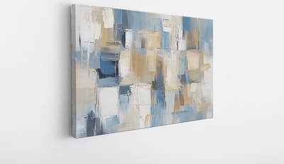 Saammp Canvas Schilderij - Blauw gestreept - Abstract kunstwerk - 30x20 - Foto op canvas - Wanddecoratie - Muurdecoratie Woonkamer - Slaapkamer decoratie - Canvas Print