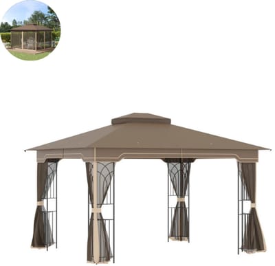 Partytent opvouwbaar - Paviljoen - 3.65 x 3 m - Easy up - Waterdicht - met Zijwanden - Weerbestendig - Beige