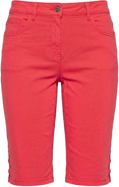 Angel of Style - Dames - Jeans-bermuda Berry rechte pijp 5-pocket zoomsplit - Neonrood - Maat 44