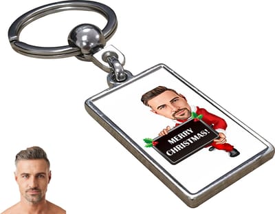 Merry Christmas Karikatuur - Gepersonaliseerde Karikatuur Sleutelhanger met Jouw Foto - Cadeau - Verjaardag - Kerst - Kado - Valentijn - Gepersonaliseerd Cadeau