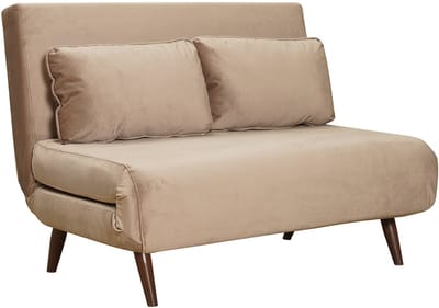 Bronx71® Velvet slaapbank 1,5 persoons Kristian taupe - Logeerbed - Vouwbed - Slaapstoel - Zetelbed