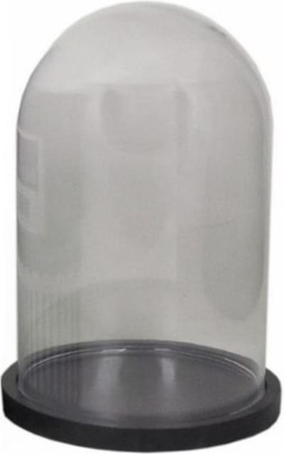Glazen decoratie stolp op plateau - zwart - 16 cm - Home Deco stolpen