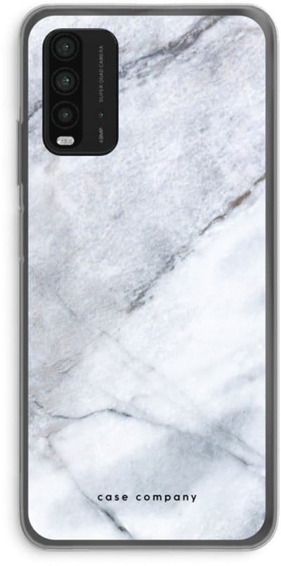 Case Company® - Hoesje geschikt voor Xiaomi Redmi 9T hoesje - Witte marmer - Soft Cover Telefoonhoesje - Bescherming aan alle Kanten en Schermrand
