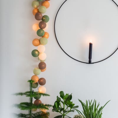 Cotton Ball Lights - LED lichtslinger voor binnen - Handgemaakt en Fairtrade - 50 lampjes - Forest Green