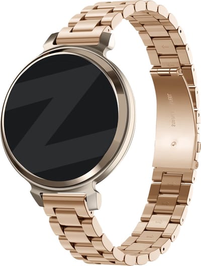 Bandz Stalen schakel band 'Classic' - Smartwatch bandje 14mm geschikt voor Garmin Lily 2 (alleen tweede versie) - inclusief inkort set - rosé goud