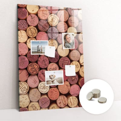Tulup Glassboards - Wijnkurken Magneetbord - 60 cm x 90 cm - Rood Memo Bord - Gratis 5 Sterke Magneten - Industrieel Wandbord - Magnetic Board - Magnet Board - Ideeënbord Thuiswerkplek - Magnetisch Bord Kind