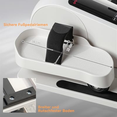 Mini Elliptische Trainer - Onder Bureau - Actief Zitten - 12 Snelheden 7 Weerstanden - 45x42x26 cm - Wit