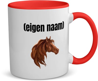 Akyol - paardenkop met eigen naam koffiemok - theemok - rood - Paarden - paarden liefhebbers - iemand die houdt van paarden - verjaardag - cadeau - kado - 350 ML inhoud