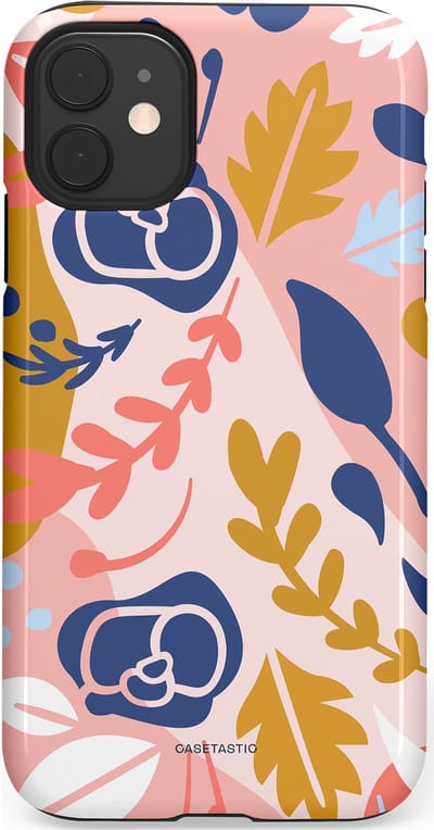 Casetastic Hoesje Geschikt voor Apple iPhone 11 - Stijlvolle Beschermende Duo-layer Case - Roze Bladeren