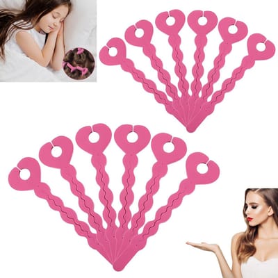12 sponskrultangen, zachte krulstrips, slaapkrultangen, herbruikbaar, geschikt voor lang en kort haar dames en meisjes (18,8*5cm, roze)