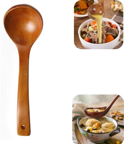 Lepel - Soeplepel - Paplepel - Roerlepel - Sauslepel - Met ophangoog - Verhoogde dikte - Hittebestendig - Kookaccessoire - Geschikt voor keuken, koken, restaurant (bruin, 24*7 cm)