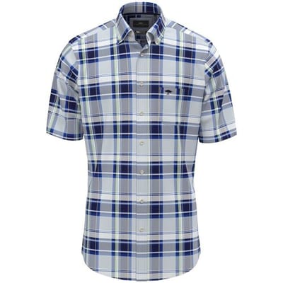 Fynch-Hatton Overhemd Colorful Combi Check Short Sleeve Button-Down Navy / male