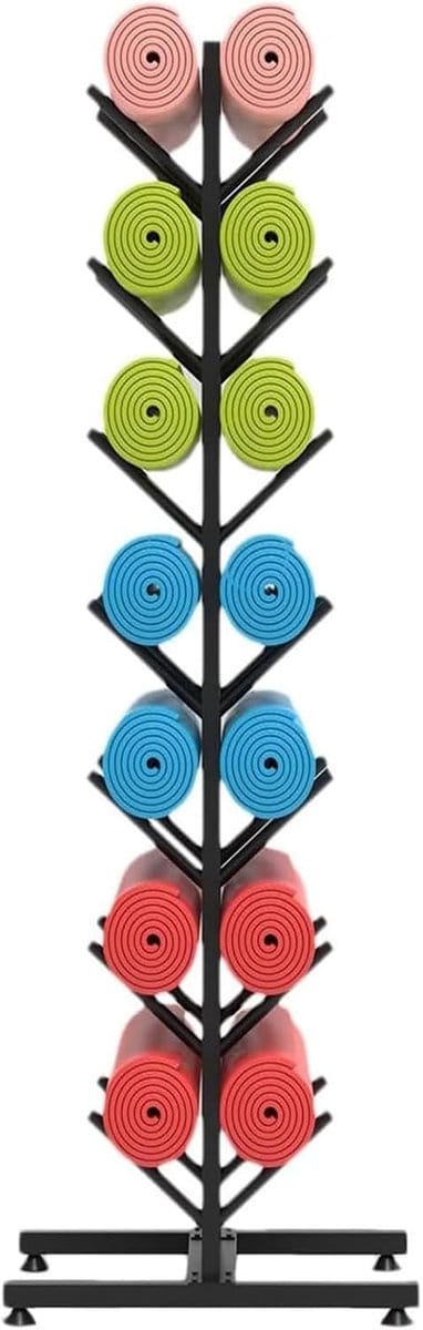 Yogamat Opberger - Fitness Organizer - Sportspullen Opbergen - Stalen Frame - 5 Lagen - Zwart