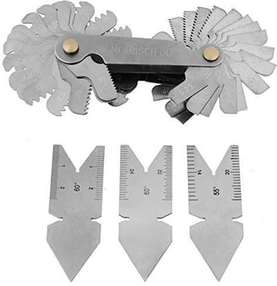 Dailygoods- Calibro Set van 3 - Meetinstrumenten voor Schroefdraad - Roestvrij Staal - 60°/55° Mal - Duurzaam - Compact en Lichtgewicht - Meetinstrument