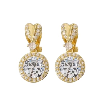 Clip oorbellen -love -goudkleurig -Zirkonia 2 cm- geen gaatje- Charme Bijoux