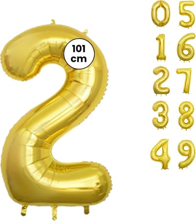 Fienosa Goud kleur Cijfer 2 Ballon 101 CM - Nummer 2 - Cijferballon - XL Groot - Helium Ballon - Verjaardag Ballon - Verjaardag Versiering - Feest - Feestversiering - Leeftijd verjaardag - Verjaardagsballon - Verjaardag
