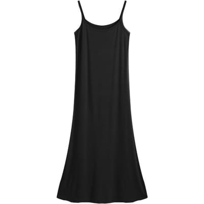 Zomerjurk Skeeveless Losse effen kleur Stretch Rugloos Ronde hals A-lijn Ondergoed Buitenkleding Midi-jurk Dagelijkse slipjurk M