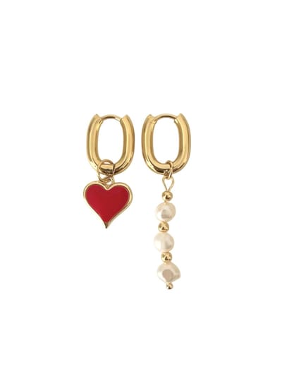 Cliste Couture - Parel in Red Ear Party Oorbellen Set - Sieraden - Oorbellen Dames - Verguld - Oorbellen