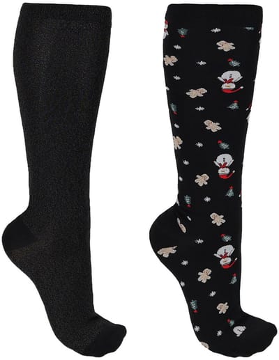 Qhp Paardrijsokken Qhp Kerst Snowman 2-pack Donkerblauw