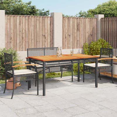 vidaXL - 5-delige - Tuinset - met - kussens - poly - rattan - zwart