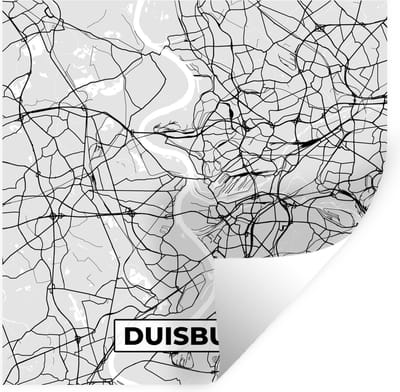 Muurstickers - Sticker Folie - Duisburg - Kaart - Plattegrond - Stadskaart - Duitsland - 100x100 cm - Plakfolie - Muurstickers Kinderkamer - Zelfklevend Behang XXL - Zelfklevend behangpapier - Stickerfolie