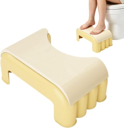 Toiletkruk - Hurkstoel Opstapje - Natuurlijke Houding - Antislip Basis - 39x39x24 cm - Geel