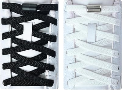 Famanu – Elastische schoenveters zonder strikken, 5 mm breed met metalen sluiting, universeel, 100 cm lang