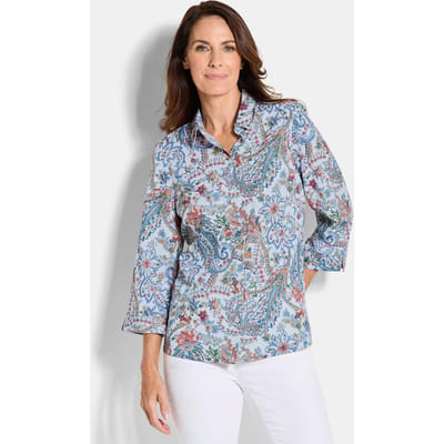Paisleyblouse met een overhemdkraag - meerkleurig / gedess. - Gr. 21 van Goldner Fashion