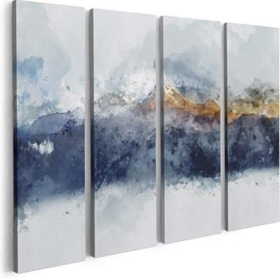 Artaza Canvas Schilderij Vierluik Abstracte Kunst van Bergen - 80x60 - Foto Op Canvas - Canvas Print
