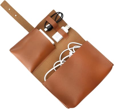 Reis Kabel Organizer, Leer Kabel Tas voor Opladers en Accessoires, Tech Organizer voor Reis, Kabelopslag voor Adapter en Muizen (Vintage Bruin)