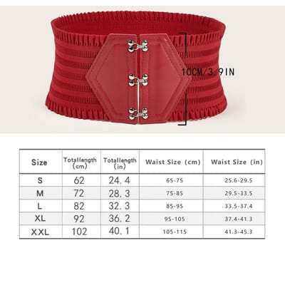 Levendige Drievoudige Gesp Elastische Tailleband Ruches Brede Riem - Elegante Decoratieve Jurk Gilet voor Vrouwen met Verstelbare Band S