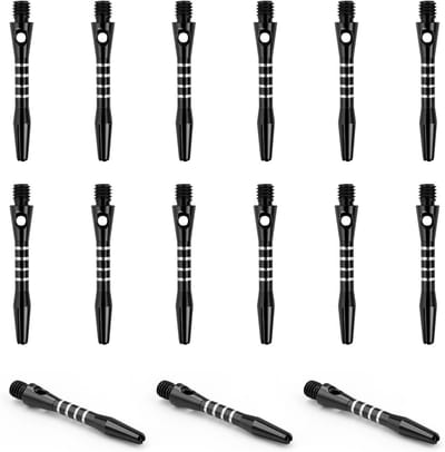 Dartschachten set van 15 stuks in zwart, 40 mm lengte, universele 2BA schroefdraad. Perfect voor zachte of stalen darts.